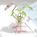 iron flamingo decoration glass and iron vase decoration